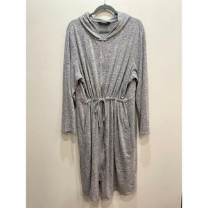 Ti VOGLIO Grey Long Sleeve Hooded Drawstring Long Dress 2X Loungewear Comfort